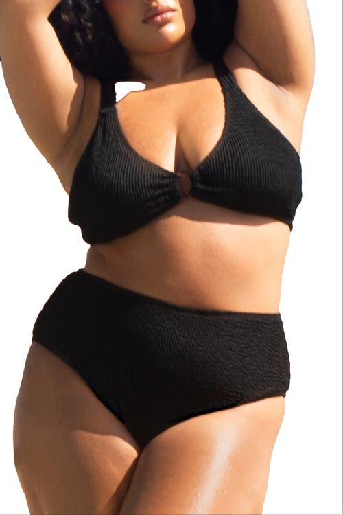 Fashion-szn Curve Curve Crinkle Trim Detail Bikini Set In Black