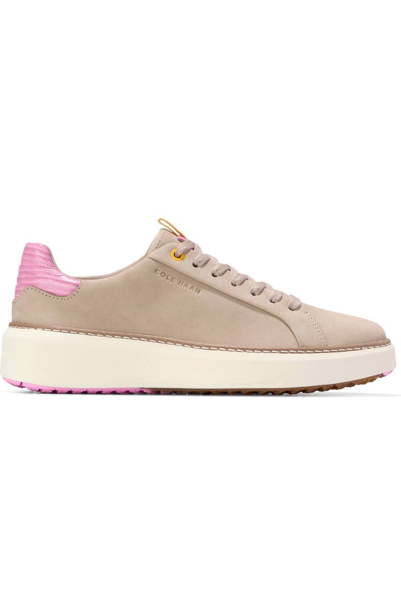 Cole Haan GrandPro Topspin Waterproof Golf Shoe, Alternate, color, Sesame Nubuck/ Moonlite Mauve