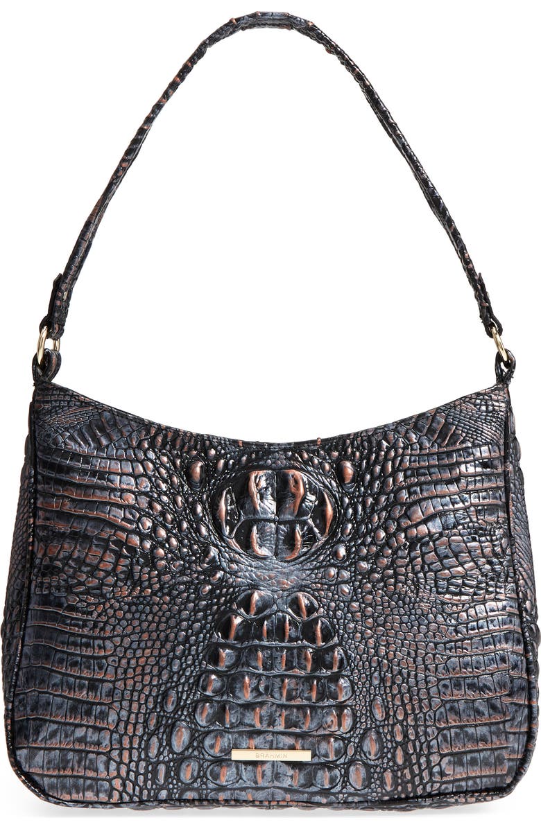 Brahmin Nadia Croc Embossed Leather Shoulder Bag, Main, color,