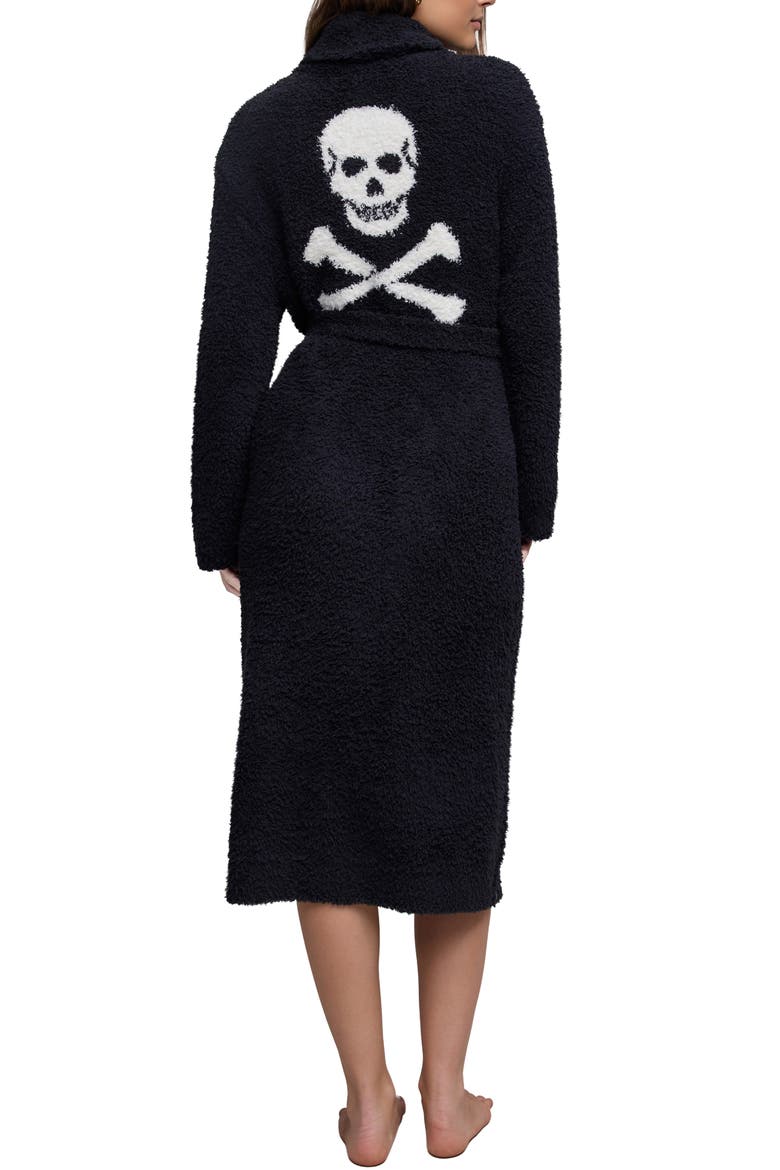 CozyChic® Skull and Bones Robe, Alternate, color, BLACK-CREAM