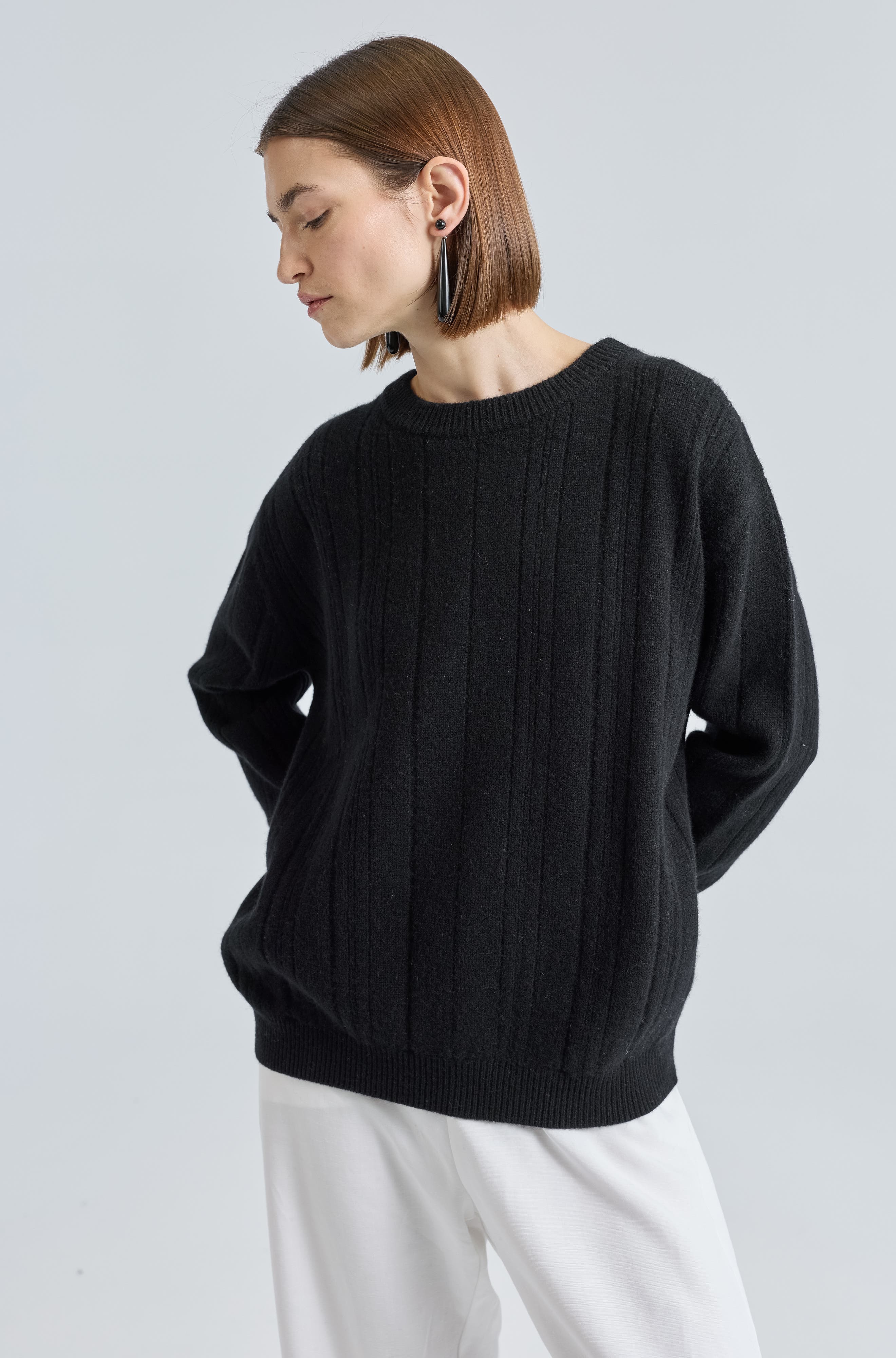Ribbed Wool Crewneck Sweater - image 2
