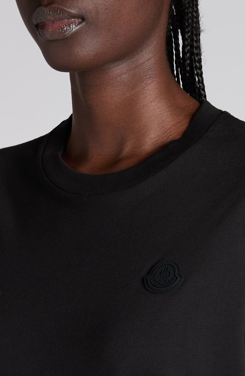 Moncler Pleated Long Sleeve T-Shirt, Alternate, color, Black