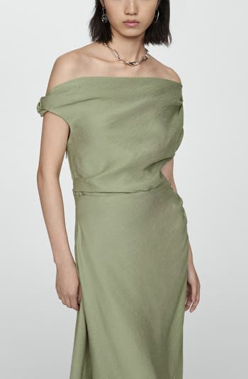 Ruched Asymmetric Hem One-Shoulder Dress