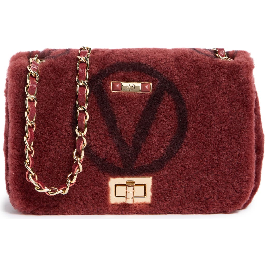 Valentino By Mario Valentino Beatriz Faux Fur Crossbody Bag In Burgundy