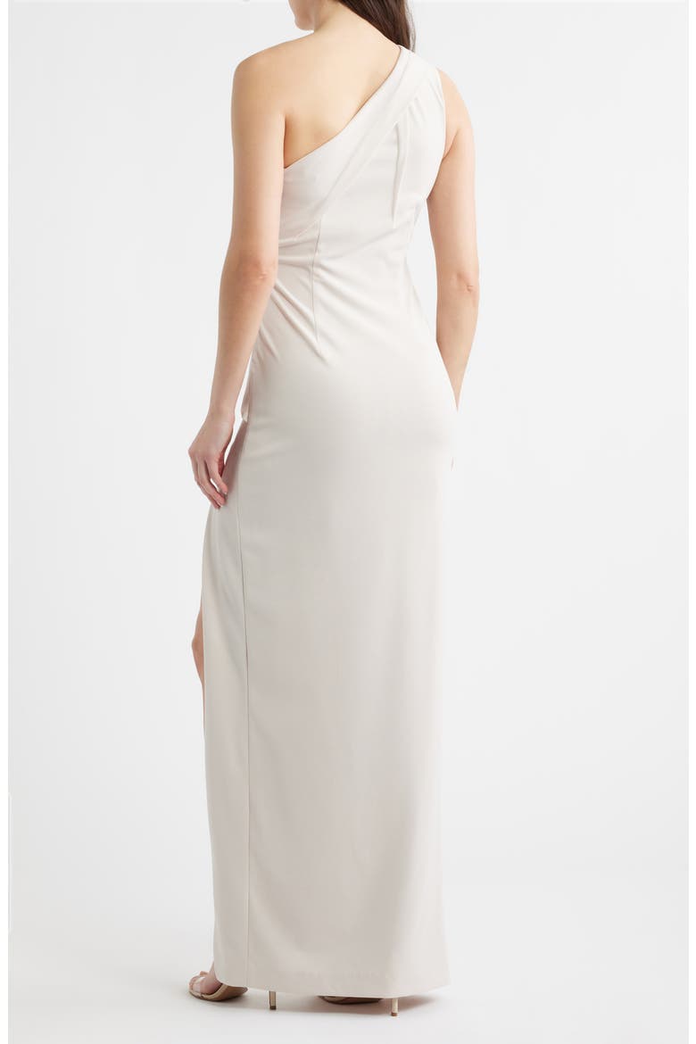 Arliss One-Shoulder Column Gown, Alternate, color, PALE OYSTER