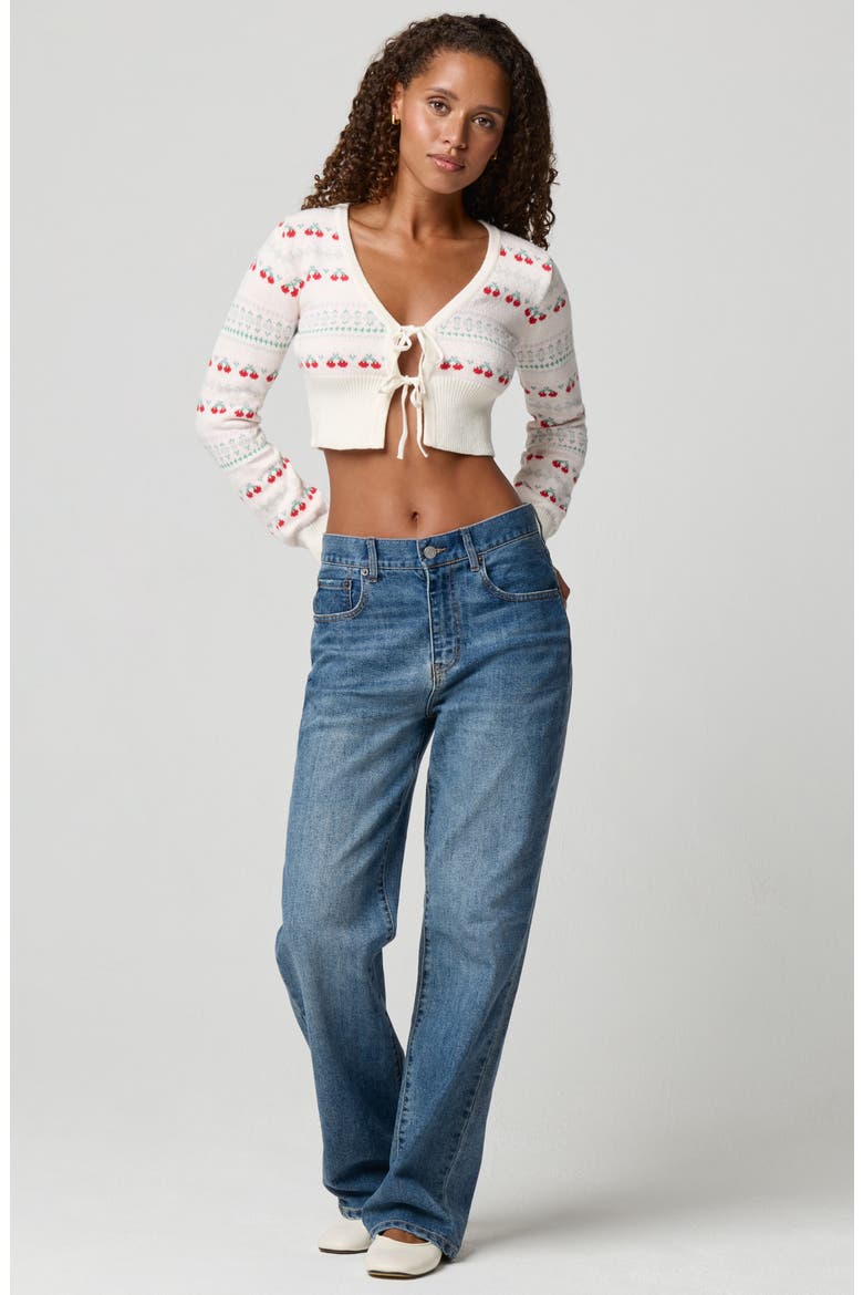 Ma Cherie Tie Front Crop Cardigan, Alternate, color, JET STREAM COMBO