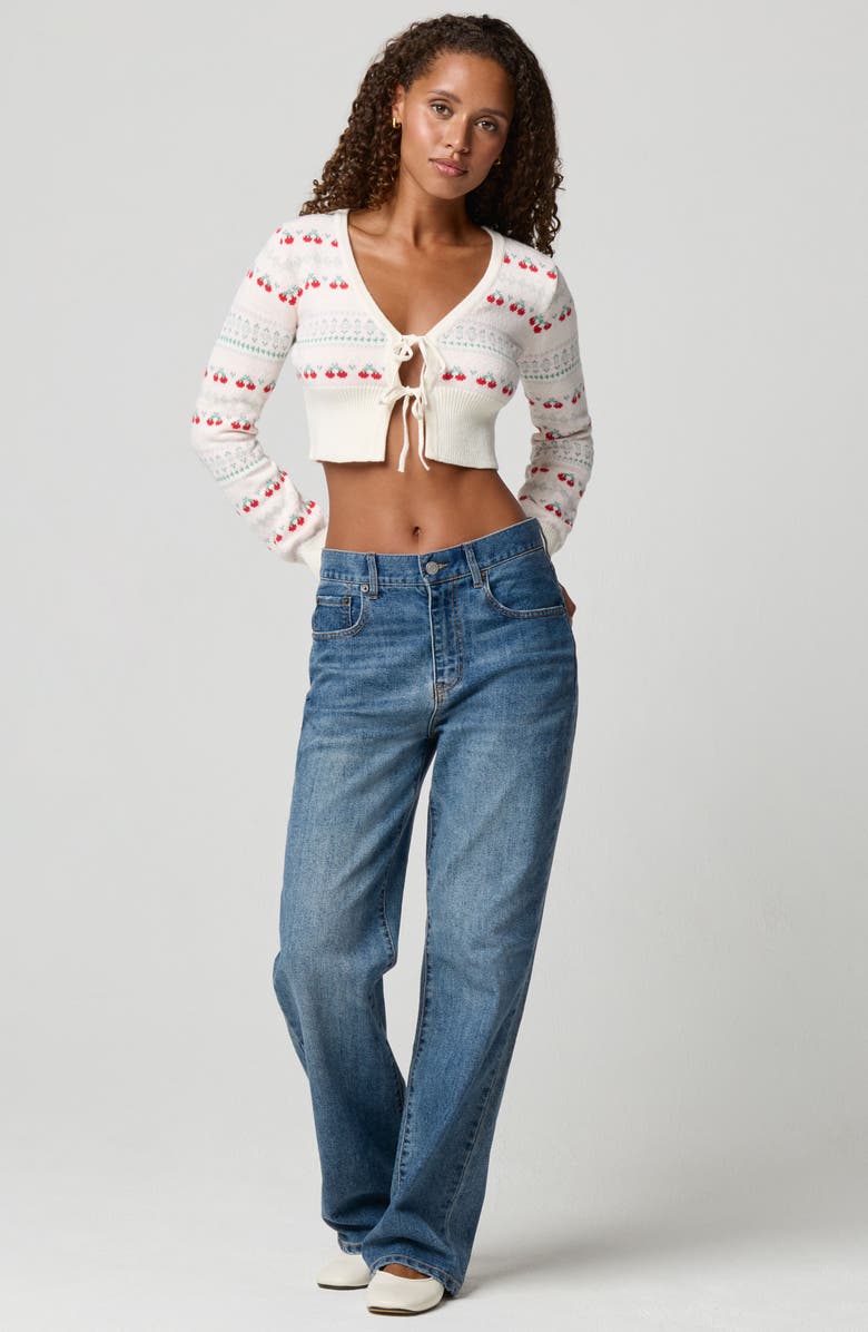 Florence by Mills Ma Cherie Tie Front Crop Cardigan, Alternate, color, Jet Stream Combo