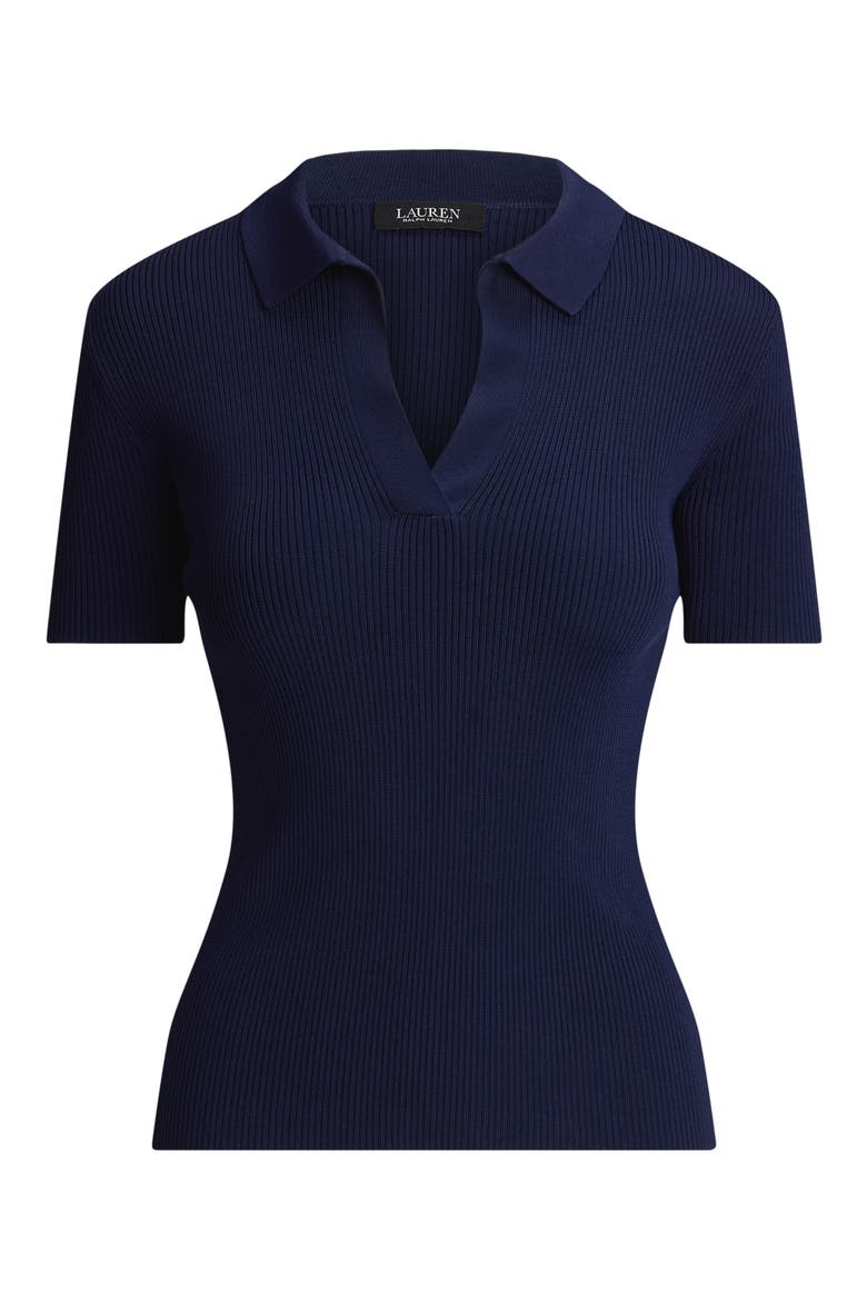 Rib Knit Polo Sweater, Alternate, color, REFINED NAVY BLUE