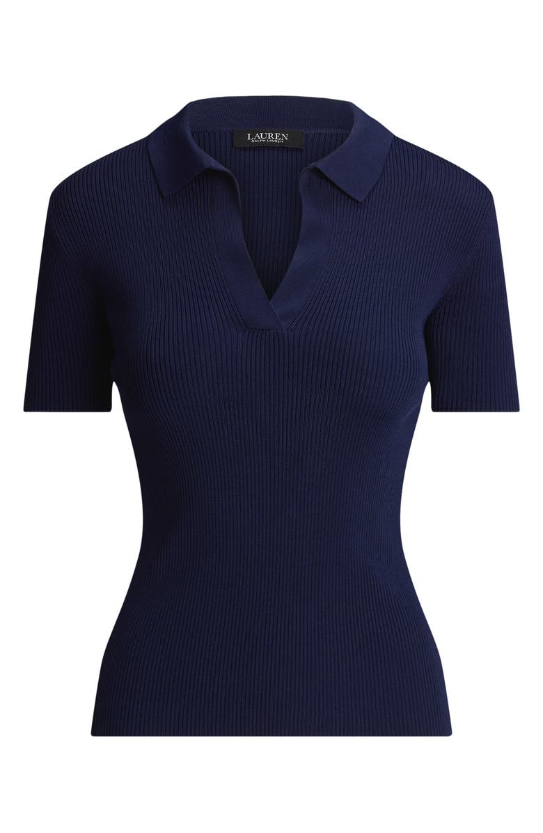 Lauren Ralph Lauren Rib Knit Polo Sweater, Alternate, color, Refined Navy Blue