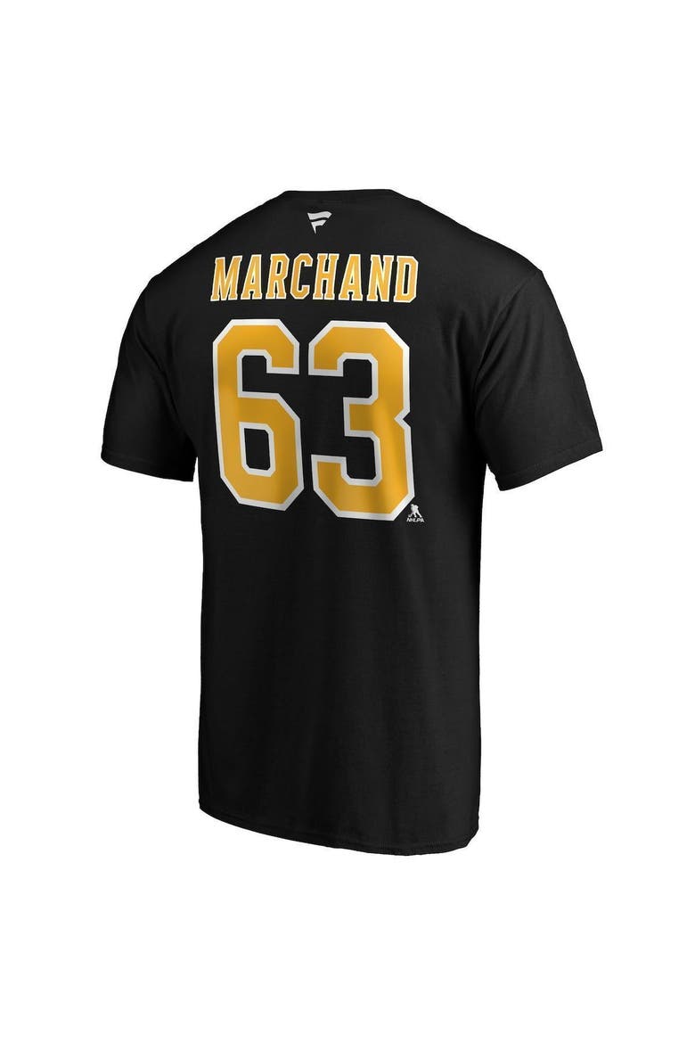 Men's Fanatics Branded Brad Marchand Black Boston Bruins Team Authentic Stack Name & Number T-Shirt, Alternate, color, BLACK