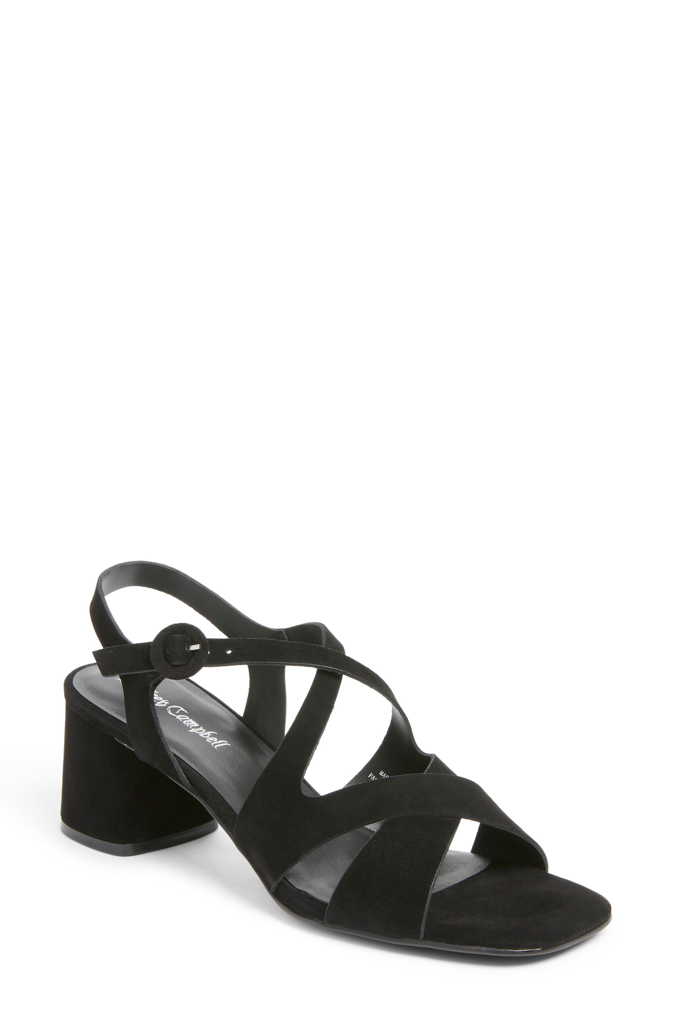 Jeffrey Campbell Rayet Strappy Block Heel Sandal, Main, color, Black Suede