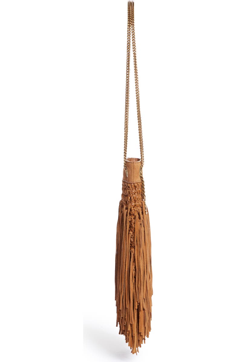 Saint Laurent Grace Raffia Suede Fringe Hobo, Alternate, color,