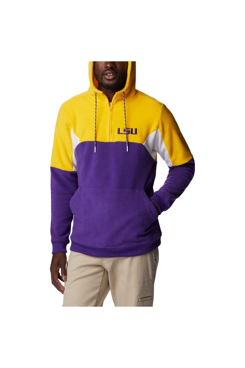 Men's Columbia Purple LSU Tigers Lodge Quarter-Zip Hoodie, Main, color, Purple