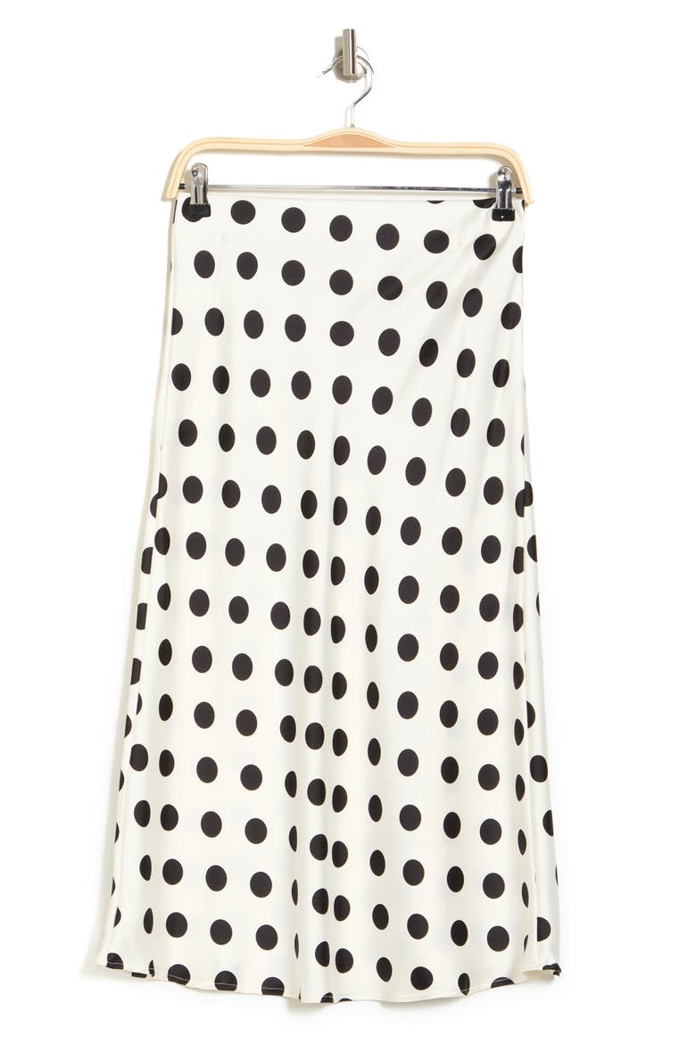 Polka Dot Satin Midi Skirt, Alternate, color, IVORY