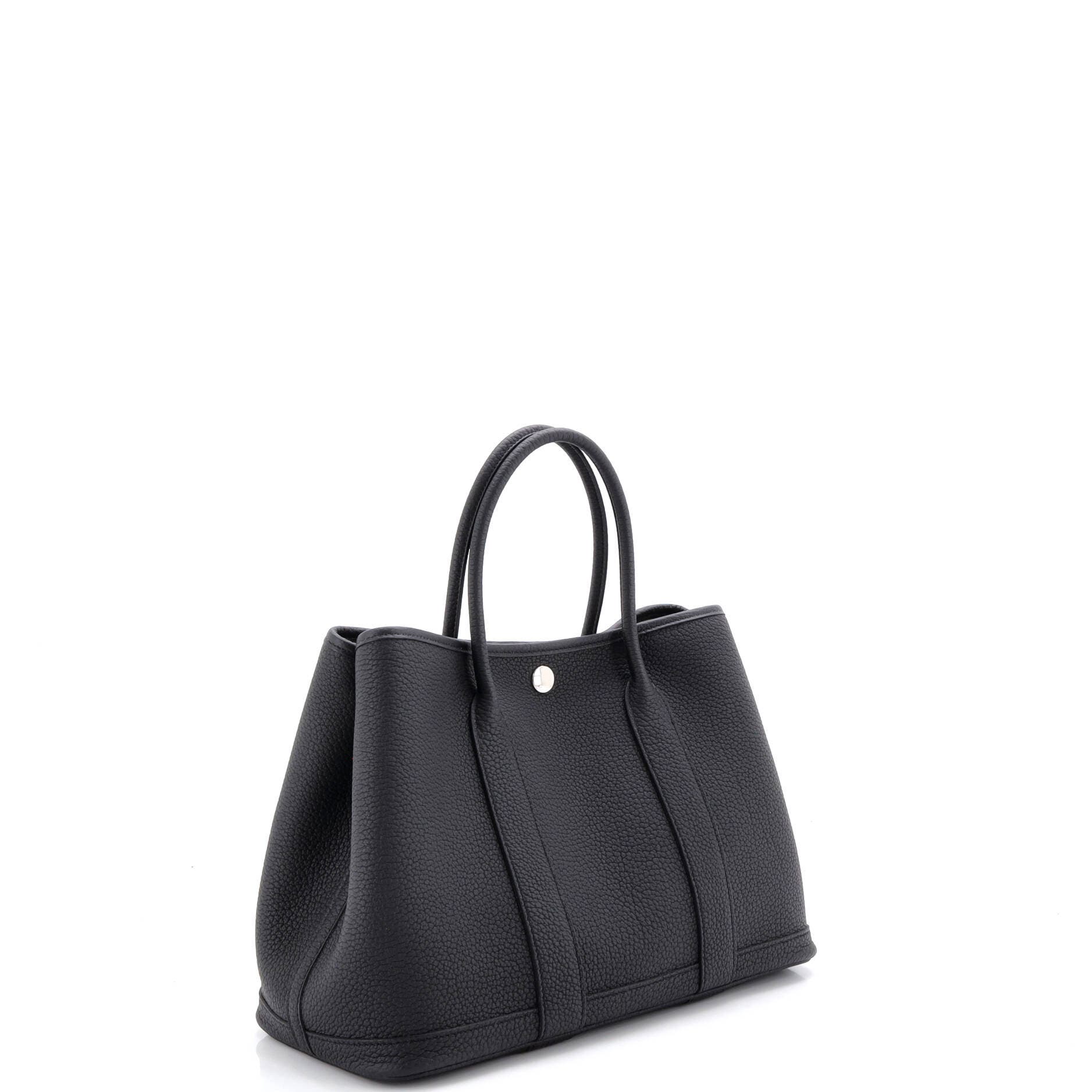Pre-Owned Hermes Garden Party Tote Leather 30, Alternate, color, Noir