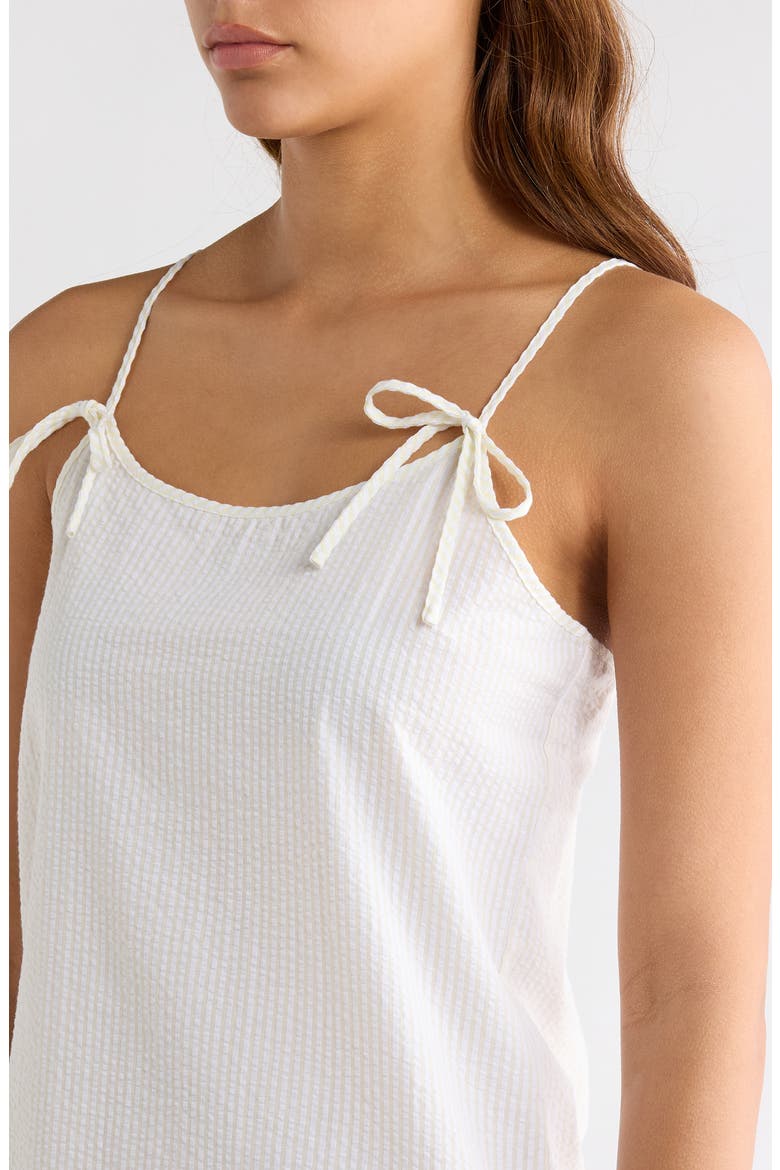 Stripe Scallop Edge Cotton Chemise, Alternate, color, LEMON/ WHITE STRIPE