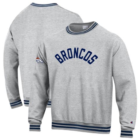 Men's Champion  Heather Gray/Navy Denver Broncos Reverse Weave Yarn Dye Sweatshirt