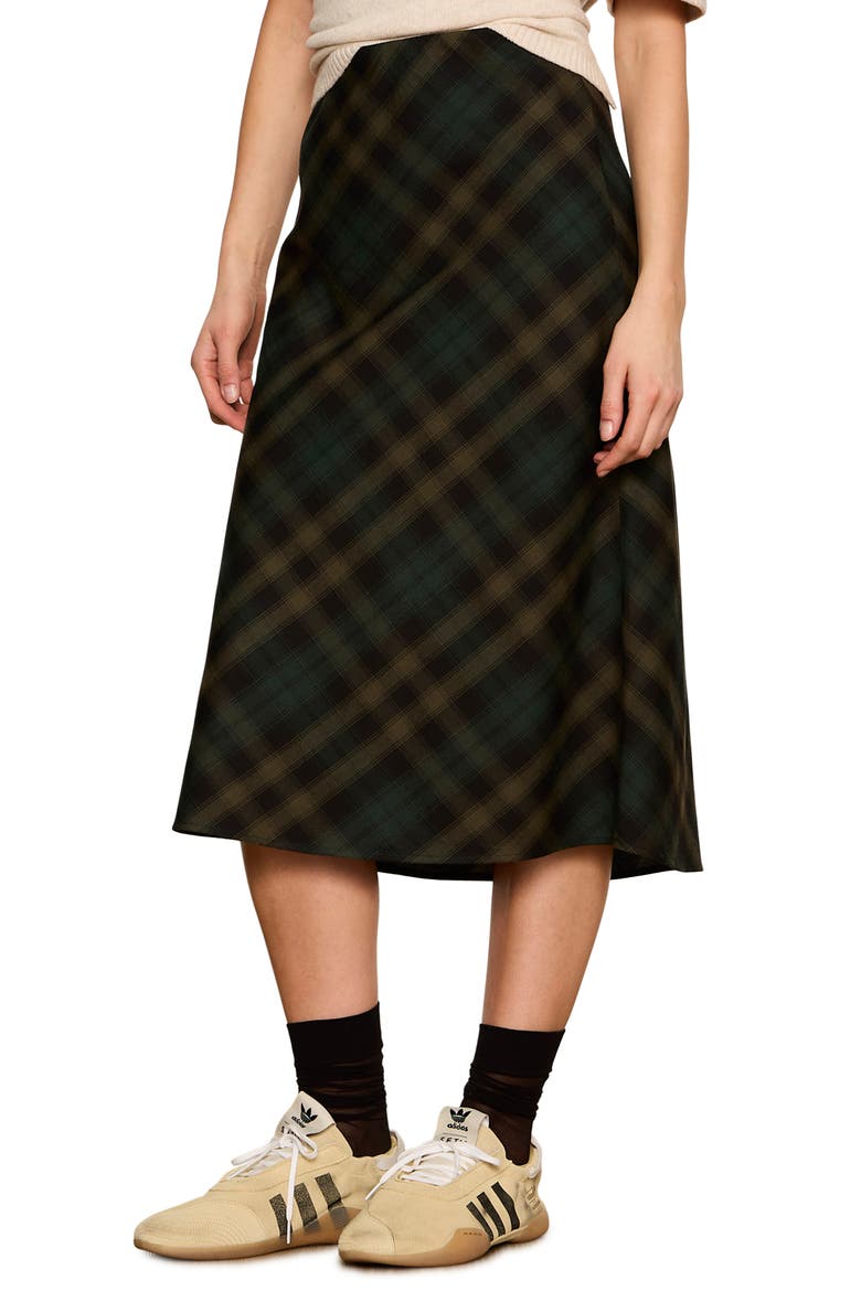 Favorite Plaid Slip Skirt, Alternate, color, FOREST GREEN PLAID