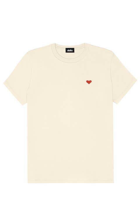 Womens Pixel Heart Jersey Relaxed Tee