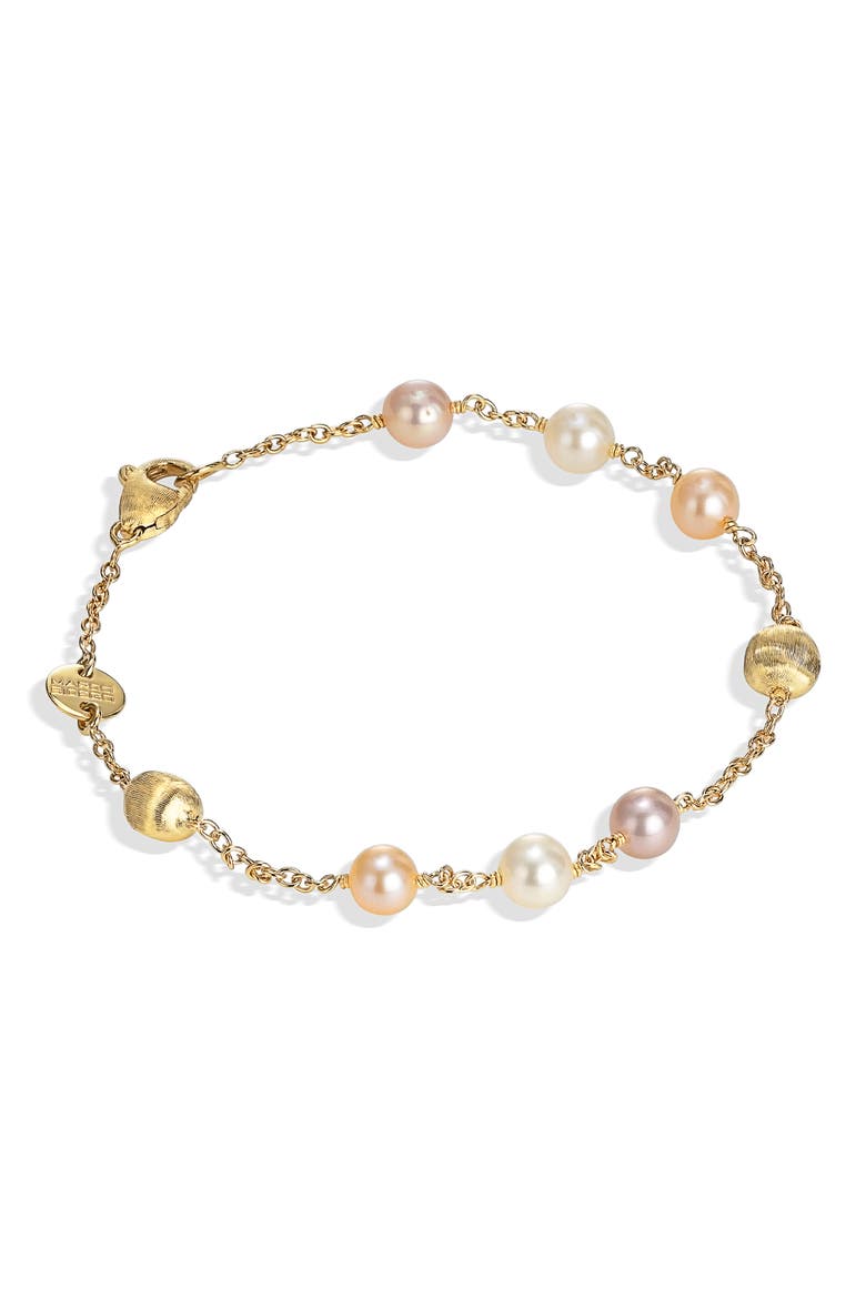 Africa 18K Yellow Gold & Pearl Single Strand Bracelet, Main, color, YELLOW GOLD/ PEARL