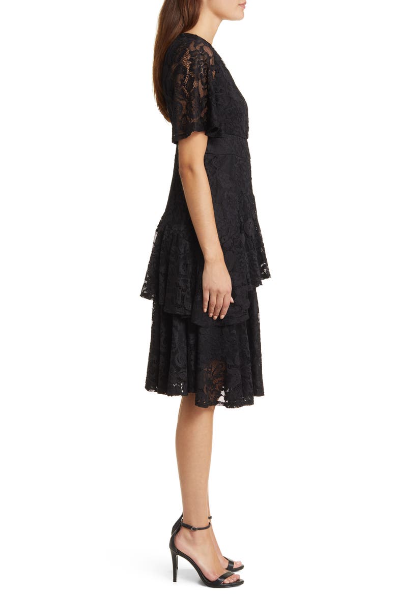 Lace Affair Cocktail Dress, Alternate, color, ONYX