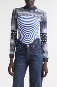 Jean Paul Gaultier Vichy & Target Mixed Print Jersey Top
