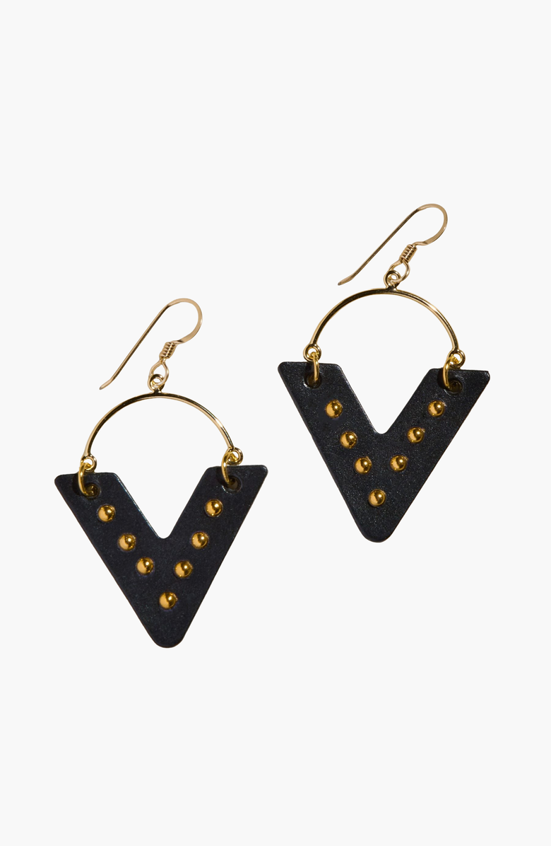 Nickel & Suede Sutton Earrings, Alternate, color, Black / Silver