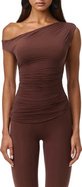 Naked Wardrobe Ruched One-Shoulder Top