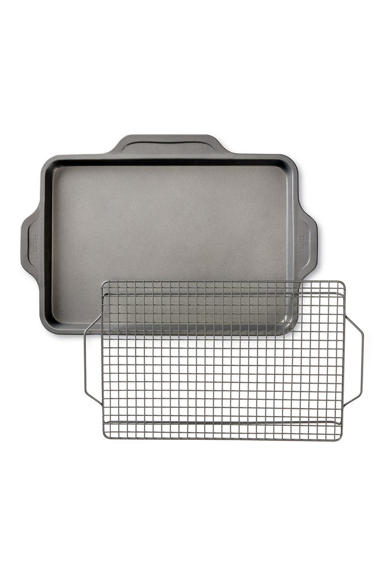 Pro-Release Nonstick Half Sheet & Cooling/Baking Rack Set, Main, color, GRAY