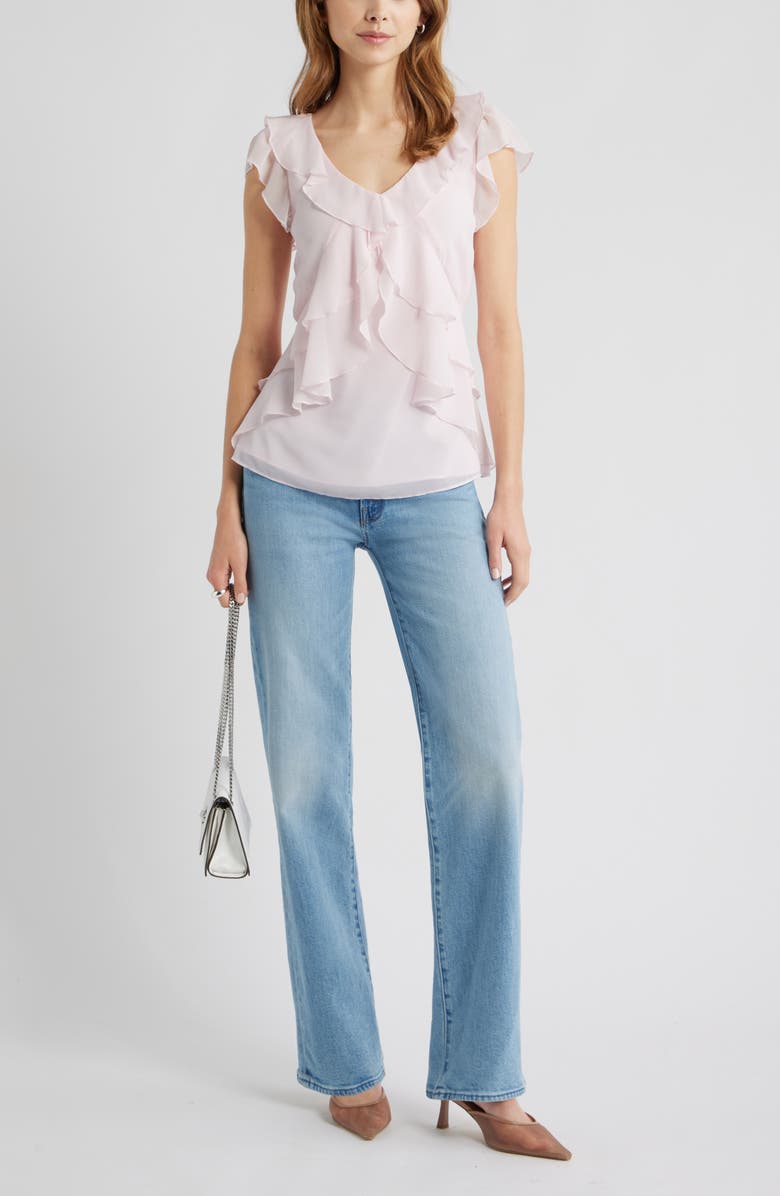 Open Edit Chiffon Ruffle Top, Alternate, color, Pink Carinaria