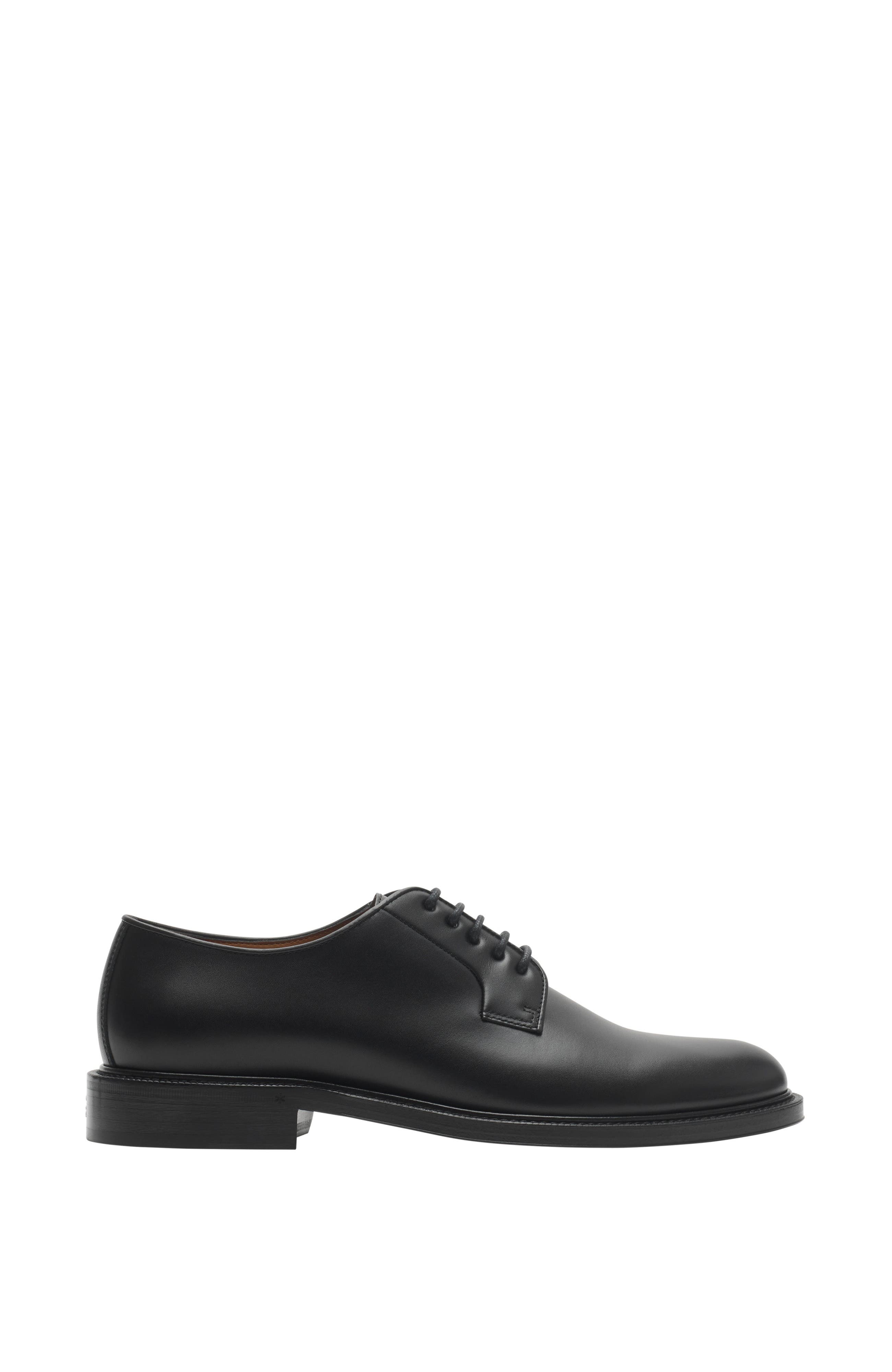 Burberry Leather Manor Derby Shoes, Main, color, Black