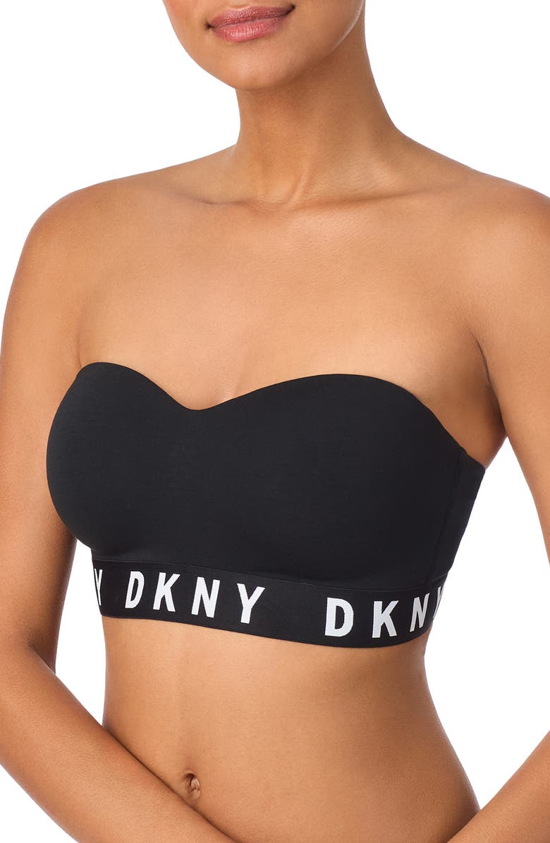 DKNY Cozy Removable Strap Wireless Bra, Alternate, color, Black