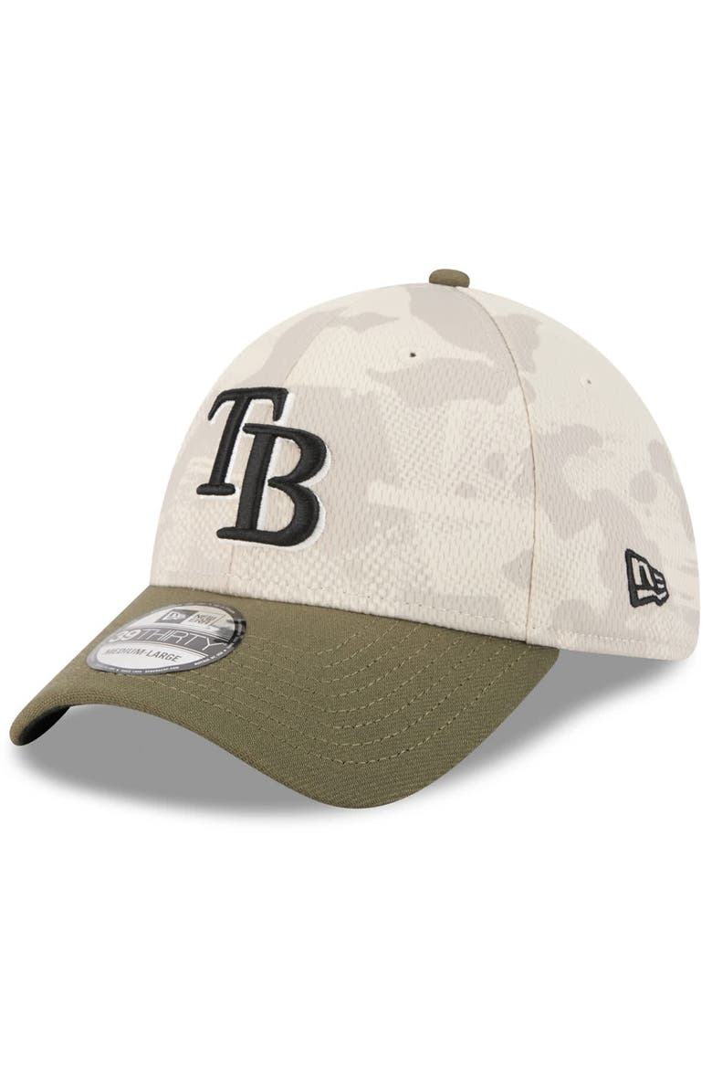 Men's New Era Light Beige/Olive Tampa Bay Rays 2025 Armed Forces Day 39THIRTY Flex Hat, Alternate, color, Light Beige
