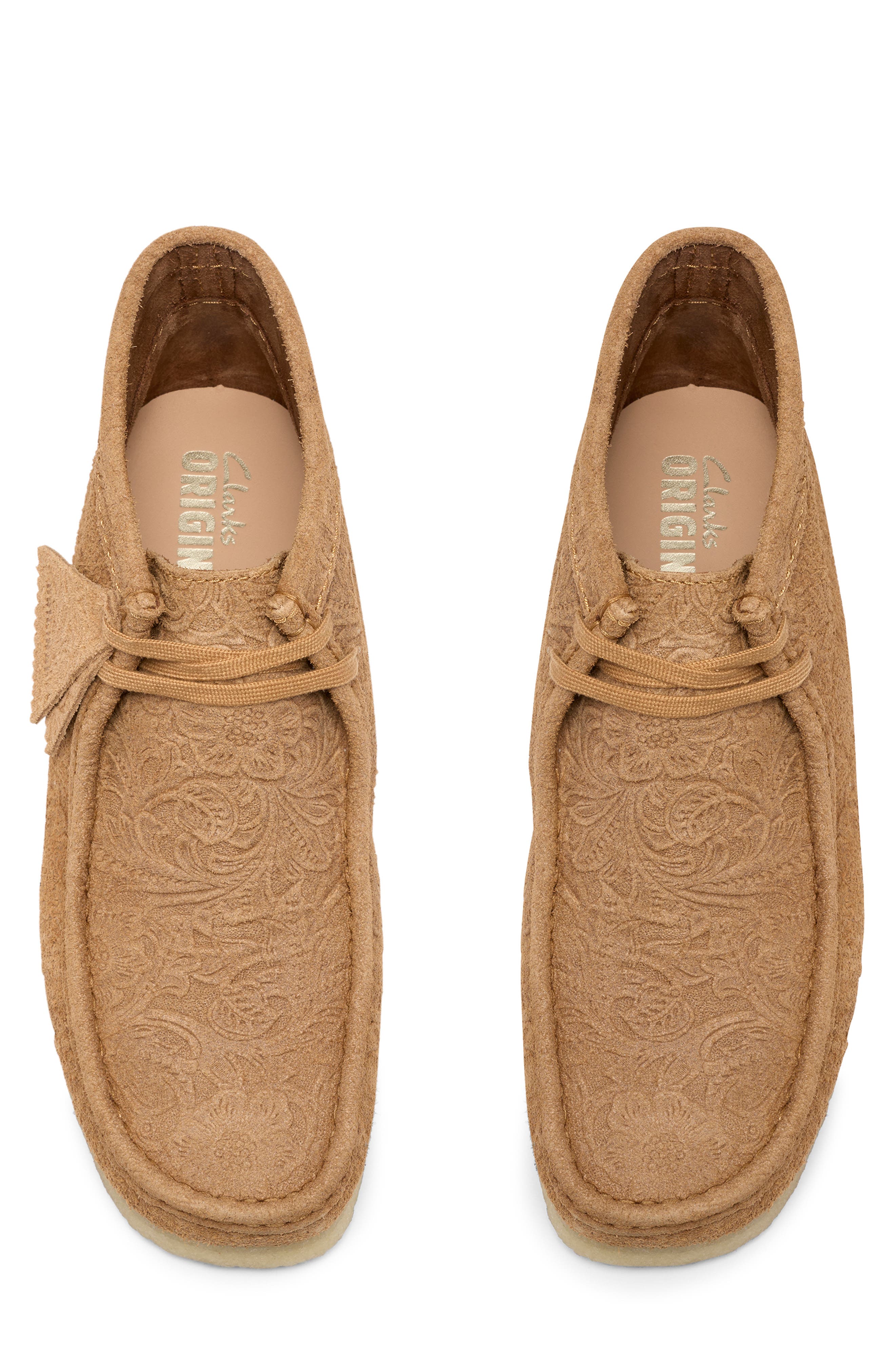 Floral Embossed Wallabee Suede Boot, Alternate, color, LIGHT TAN EMB