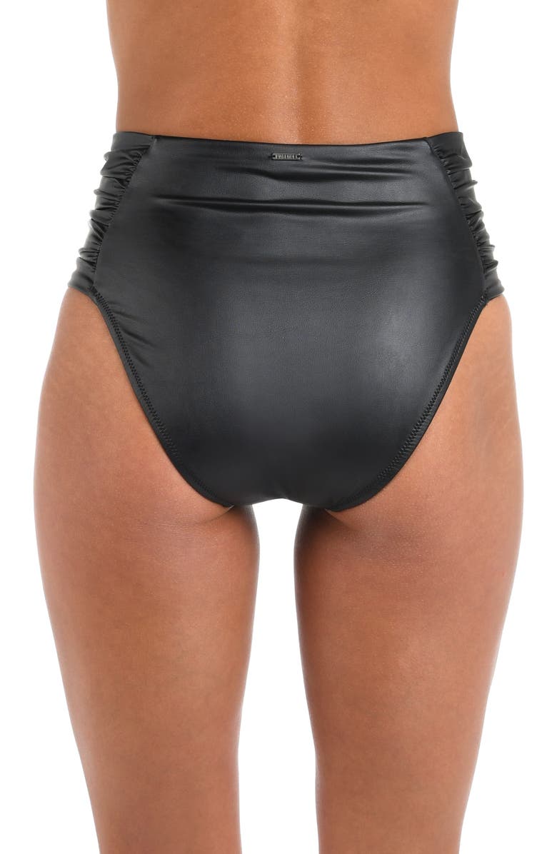 L'AGENCE Vanessa Luxe Faux Leather High Waist Bikini Bottoms, Alternate, color,