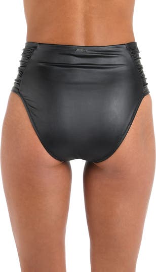 L'AGENCE Vanessa Luxe Faux Leather High Waist Bikini Bottoms