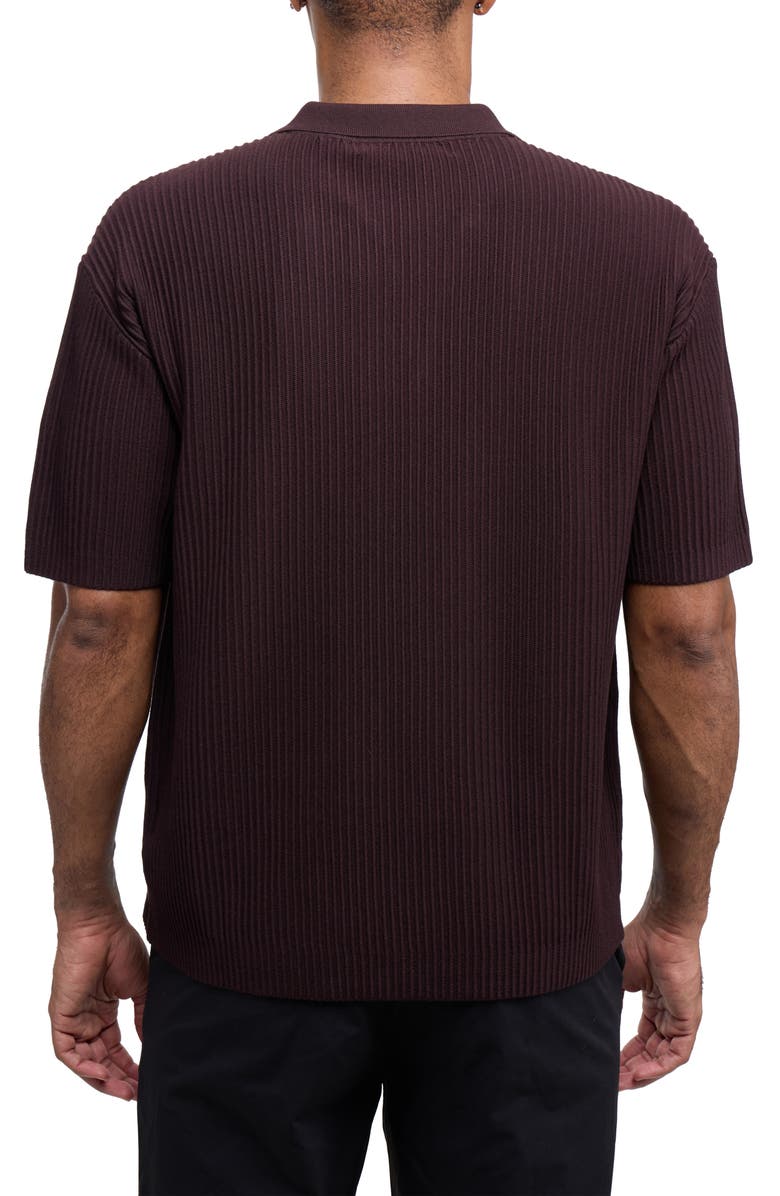 XRAY Ribbed Knit Camp Shirt, Alternate, color, Brown