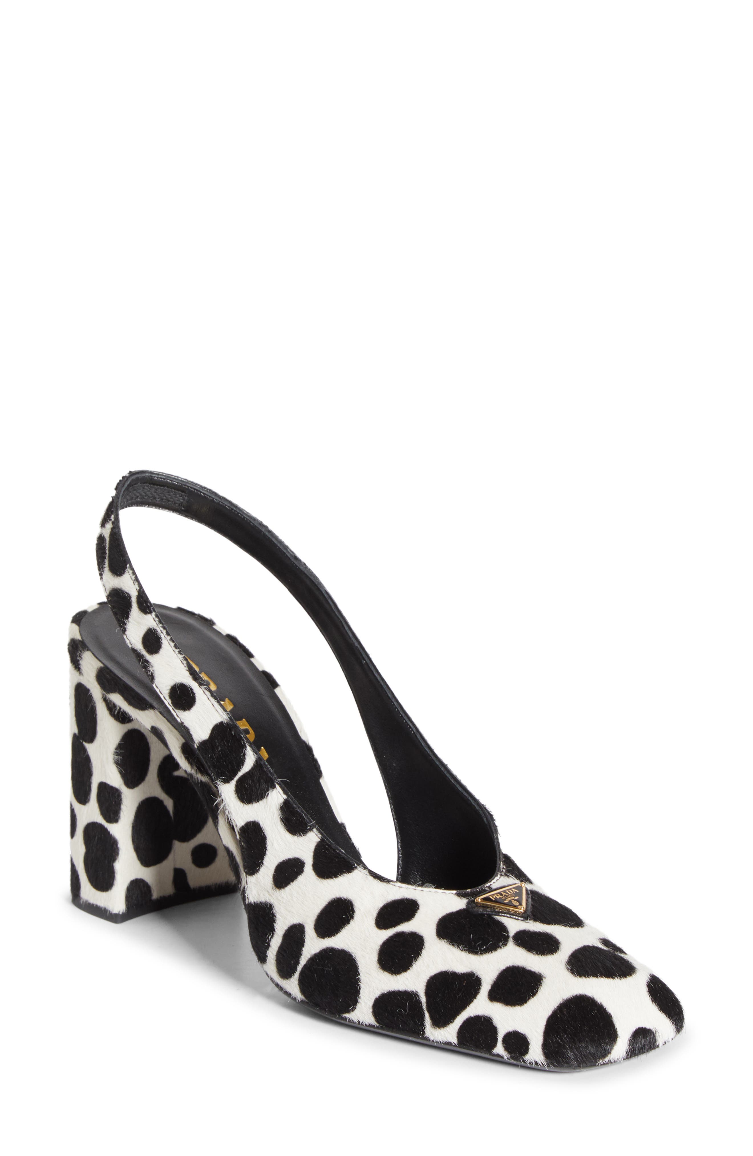 Genuine Calf Hair Slingback Pump, Main, color, BIANCO/ NERO PRINT CALF HAIR