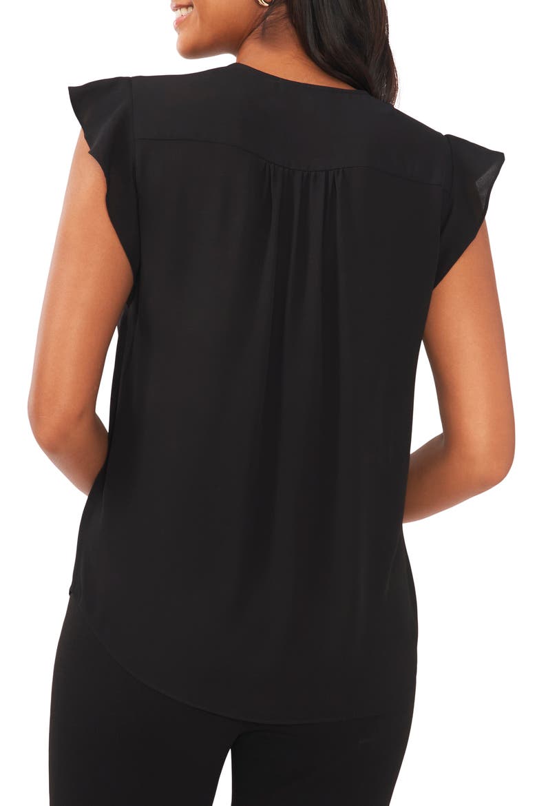 Flutter Sleeve Blouse, Alternate, color, BLACK