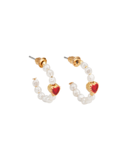 Fable England Love Heart Pearl Hoop Earrings