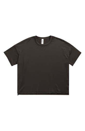 90 Degree By Reflex Deluxe Textured High Low Activewear T-shirt In Black