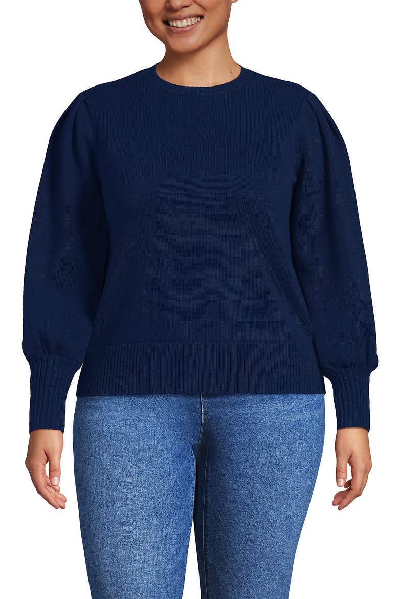 Drifter Puff Sleeve Crew Neck Sweater, Main, color, Deep Sea Navy