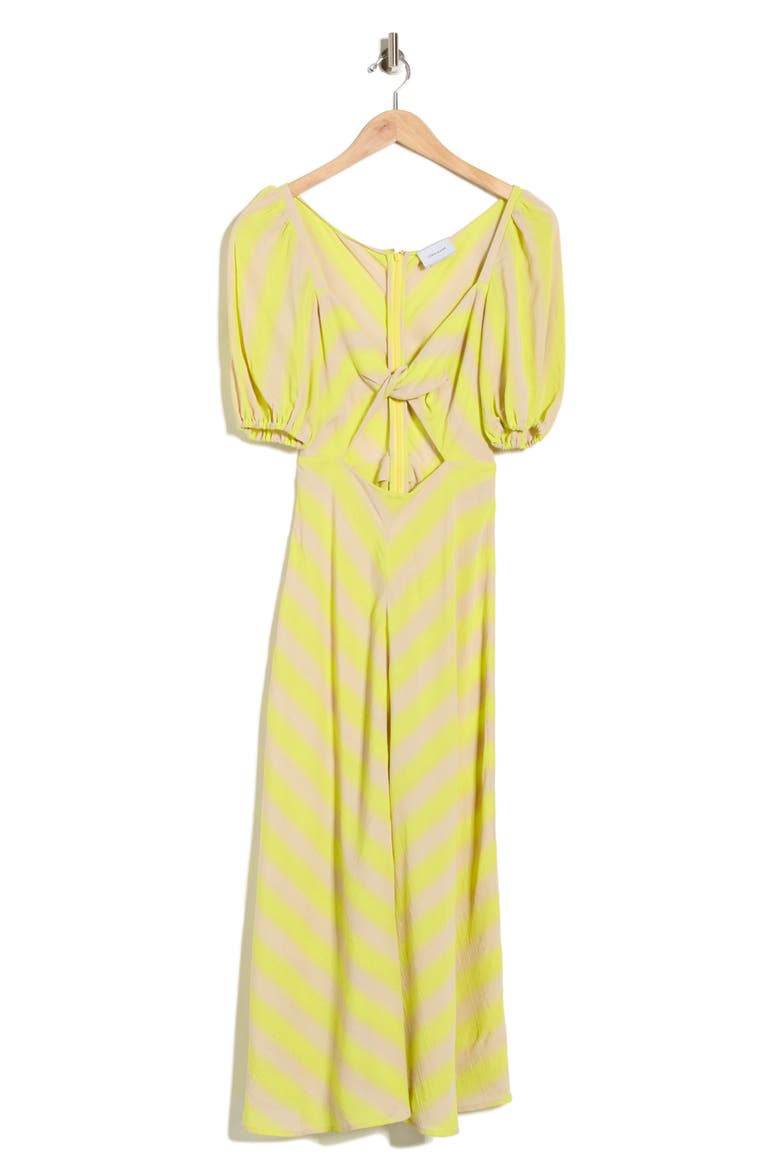 Cutout Puff Sleeve Midi Dress, Alternate, color, LEMON