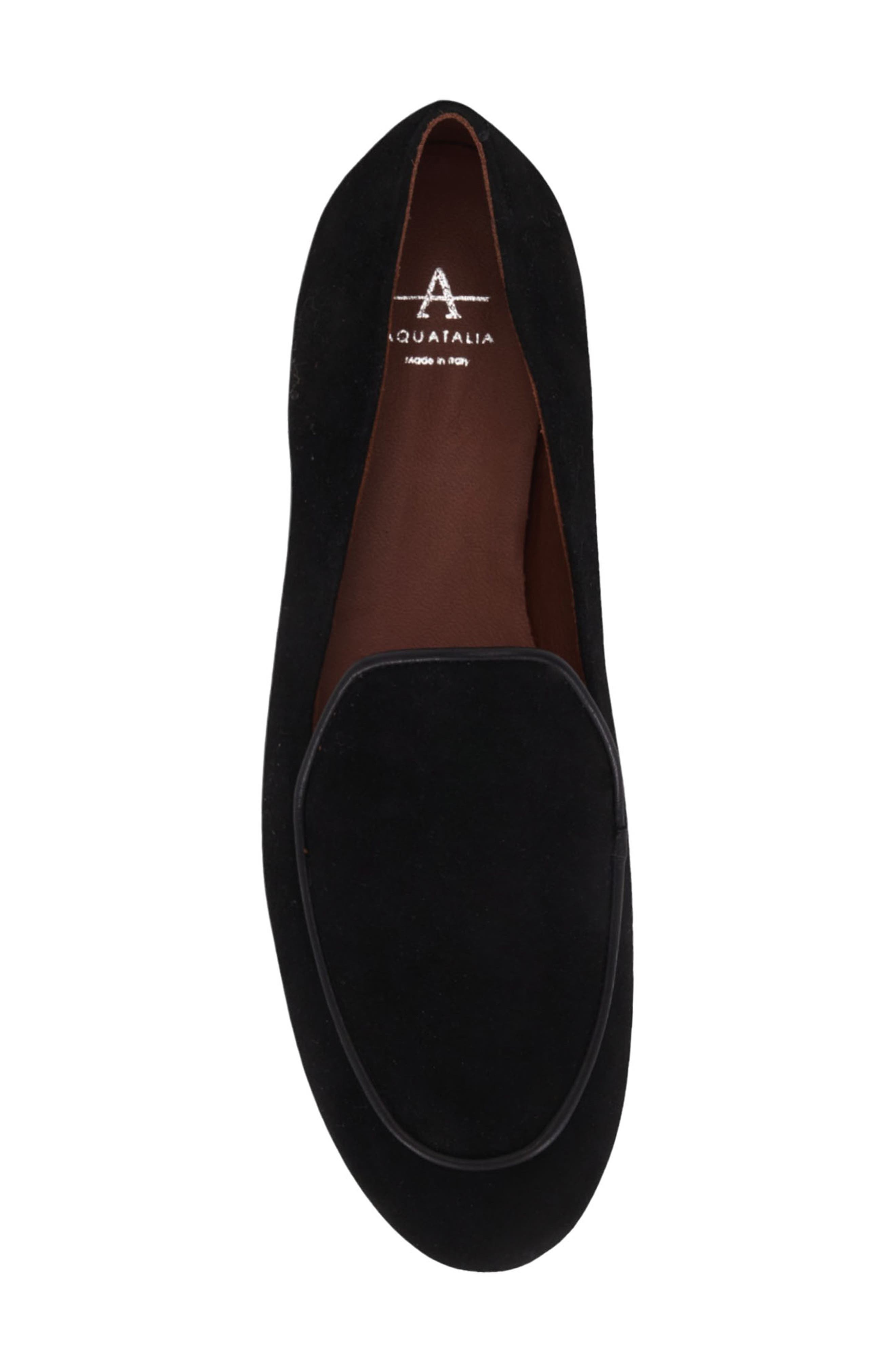 Aquatalia Calandra Weatherproof Flat, Alternate, color, Black Suede
