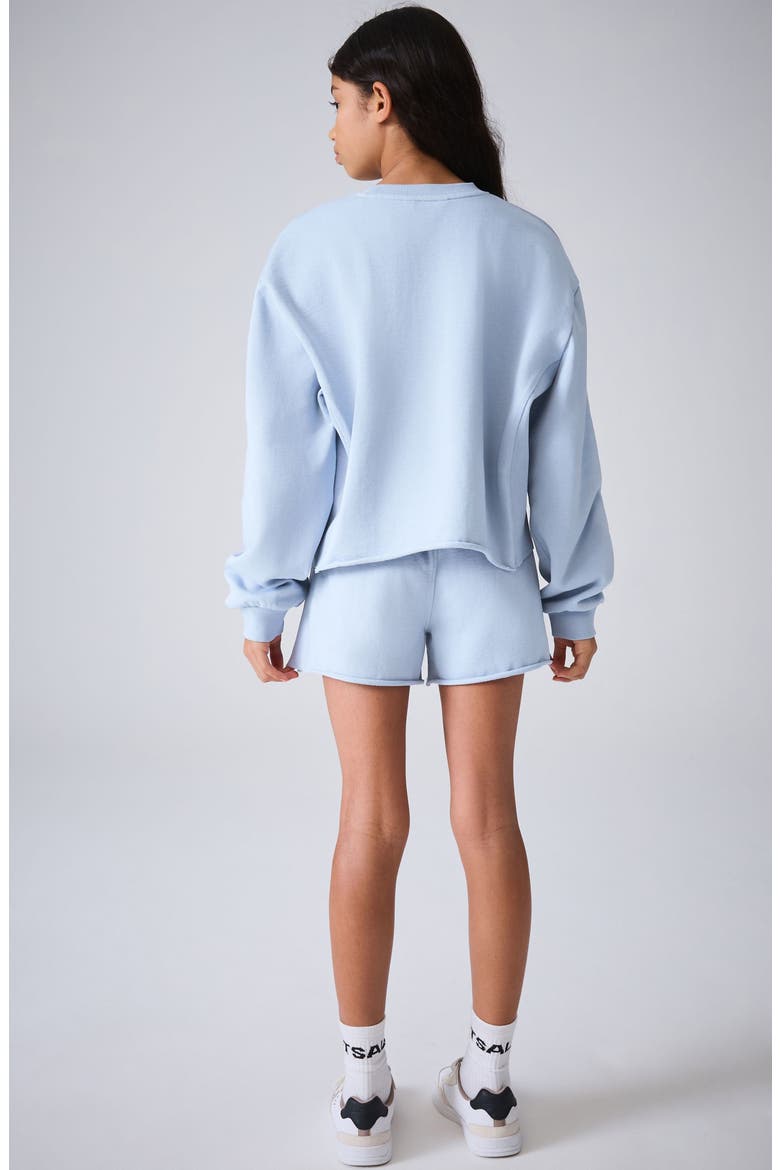 Kids' Biggie Oversized Cotton Graphic Sweatshirt & Ruffle Shorts Set, Alternate, color, BLUE
