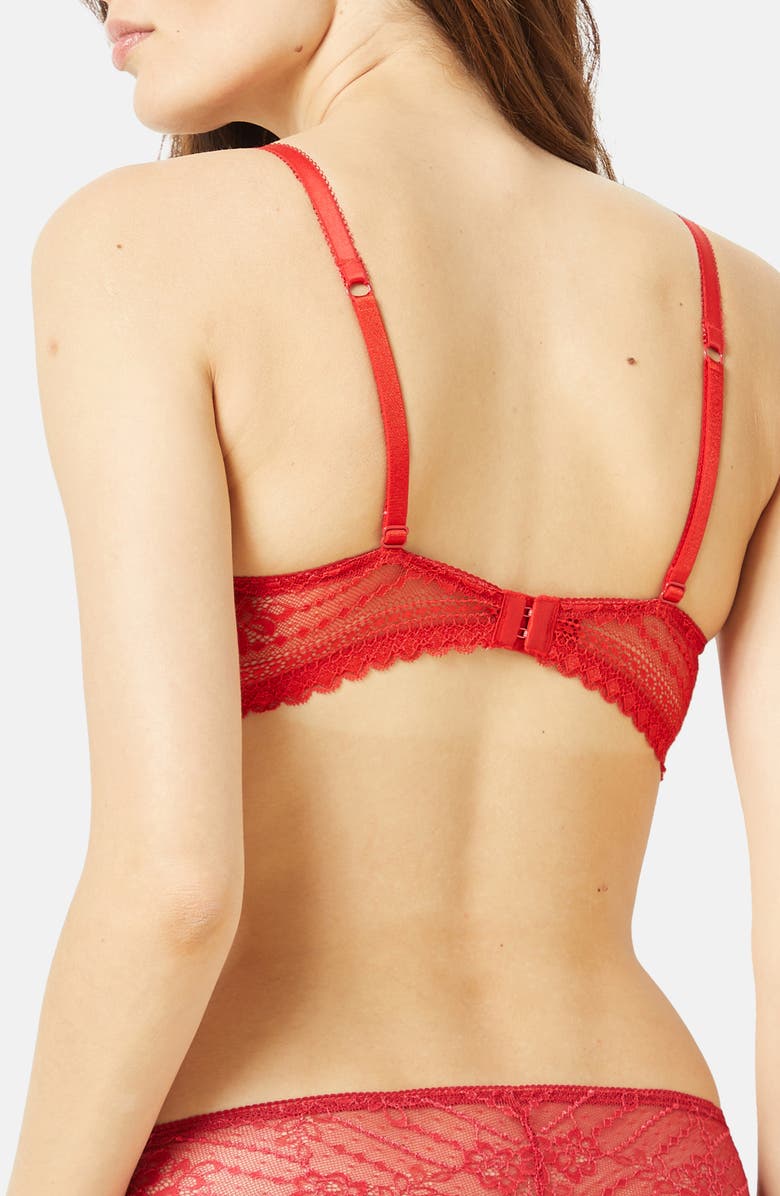 Etam Panama Underwire Plunge Push-Up Bra, Alternate, color, Red