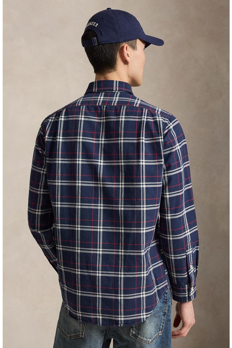 Plaid Long Sleeve Cotton Oxford Shirt, Alternate, color, NAVY/ RED