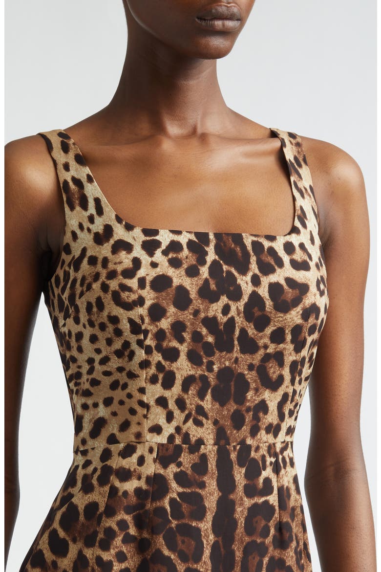 Leopard Print Stretch Silk Charmeuse Sheath Dress, Alternate, color, LEO NEW