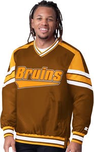 STARTER Men's Starter Black Boston Bruins Reliever V-Neck Pullover Jacket