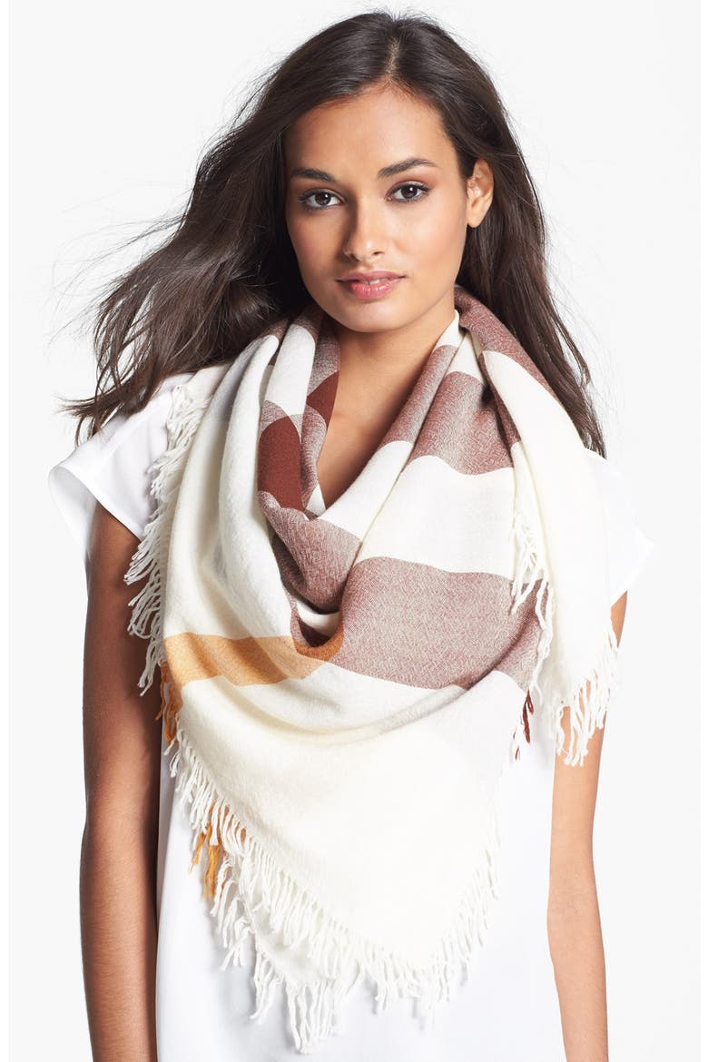 'Colour Check' Square Scarf, Main, color, IVORY